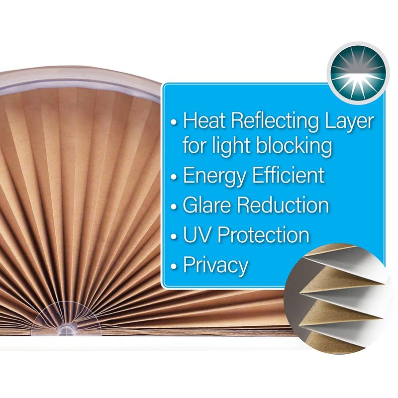 Redi Shade No Tools Original Arch Light Blocking Pleated Fabric Shade Natural, 72" W x 36" H - Image 5